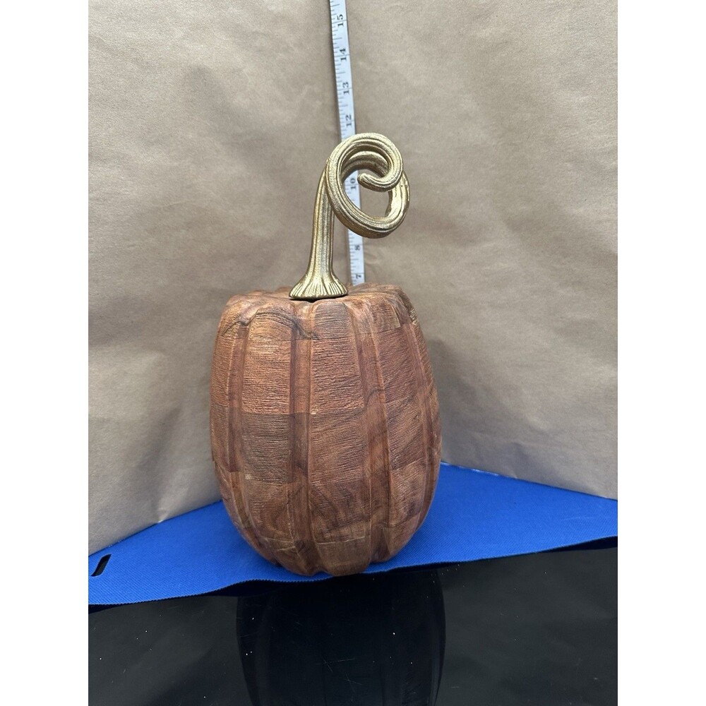 Natural Wood Gourd With Gold Stem, 7X11.5,made In India